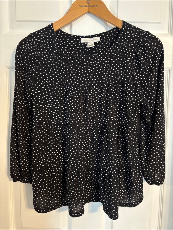 Monteau Los Angeles Tops - Black Polka Dot Blouse - Women's